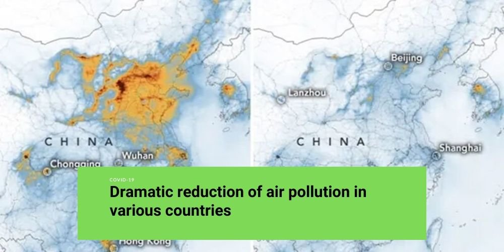 Dramatic reduction of air pollution in various countries