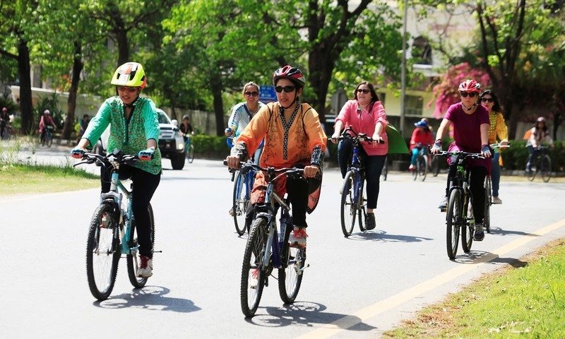 Women cycle race organized in Lahore