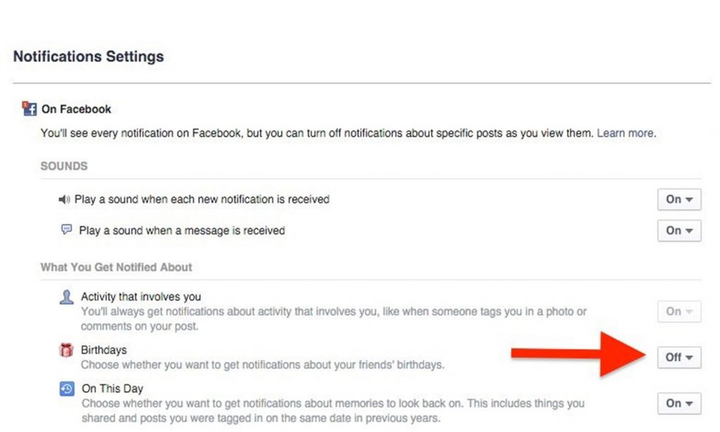 Turn off birthday notifications - Facebook Tips and Tricks