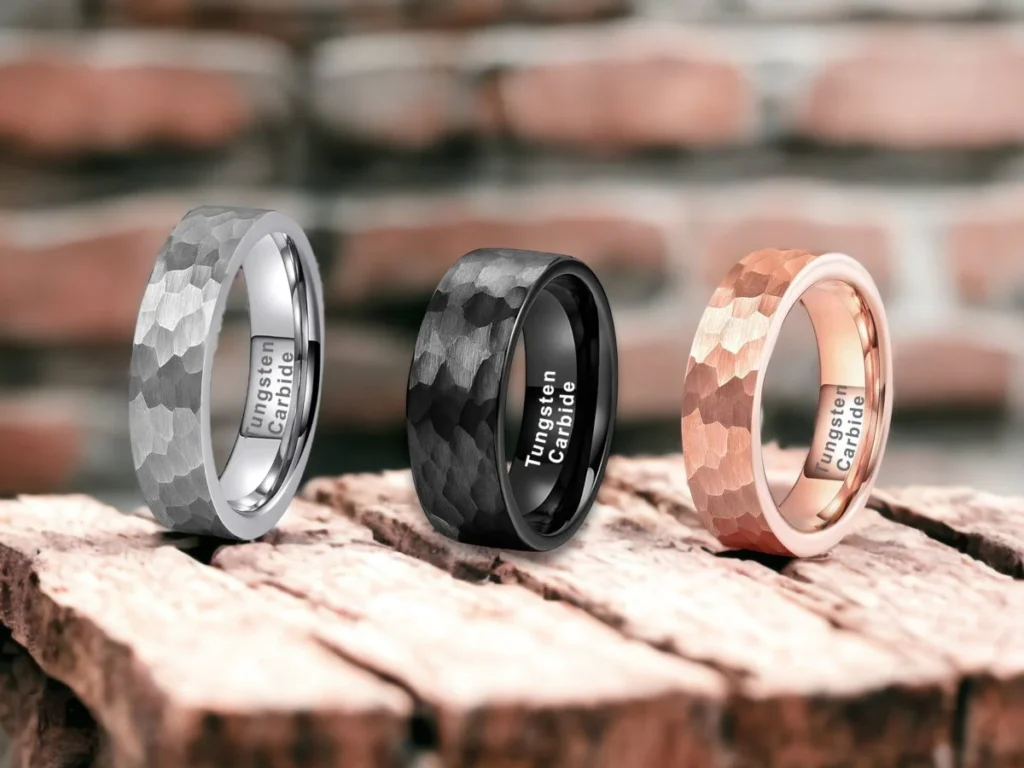 Hammered Tungsten Rings
