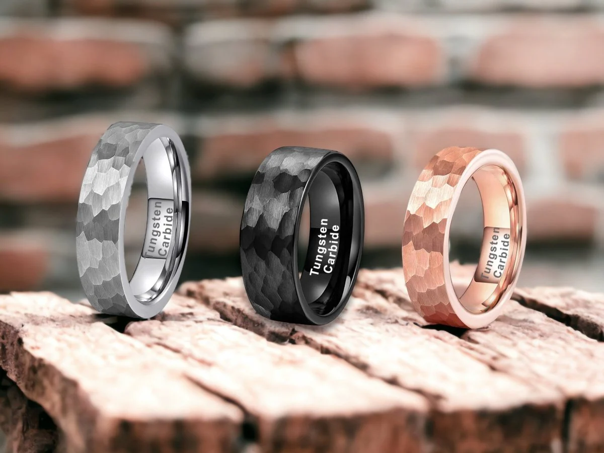 Hammered Tungsten Rings